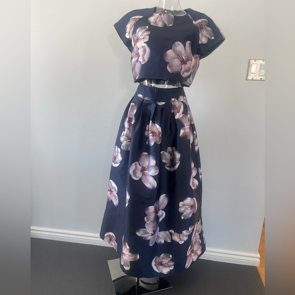 Floral Navy Skirt Set